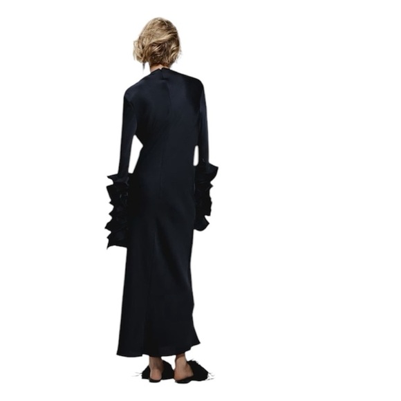 New H&M Ruffle-Sleeve Satin Dress - Picture 2 of 4